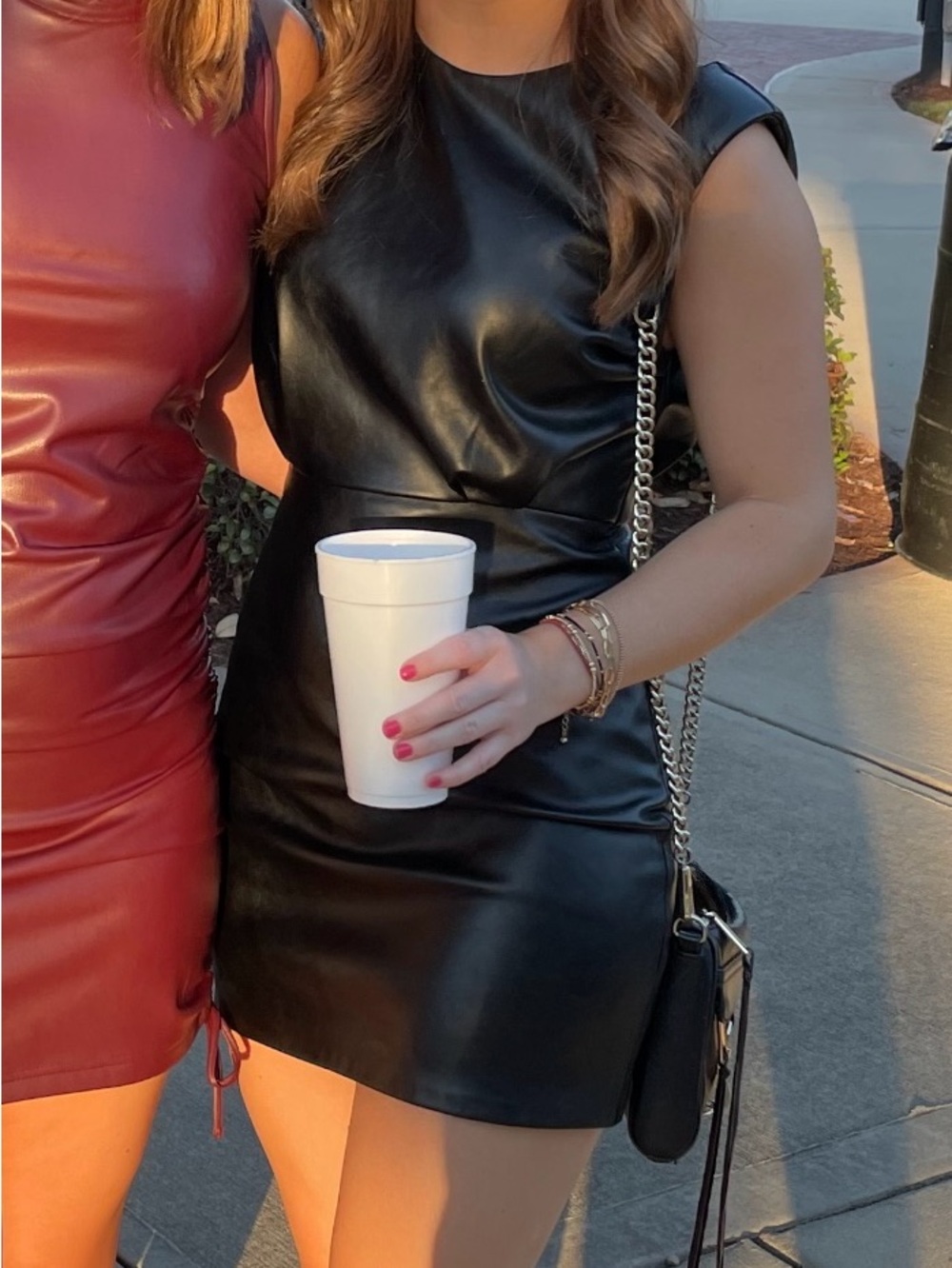 DO+BE Black Leather Sleeveless Mini Dress